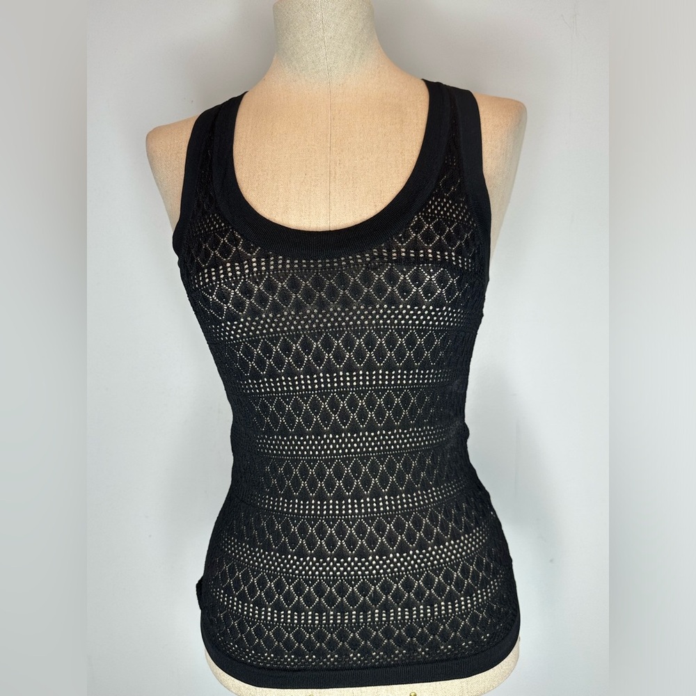 Zara Black Openwork Knit Tank Top